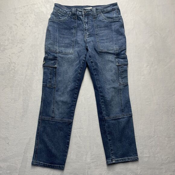 KanCan Denim - KanCan Avery Straight Leg Cargo Jeans Women’s Sz 7/27 Y2K Mid Rise Fading Denim